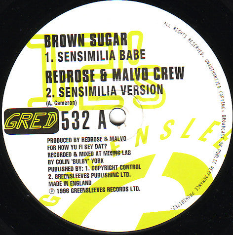 Brown Sugar – Sensimilia Babe / Love Combination