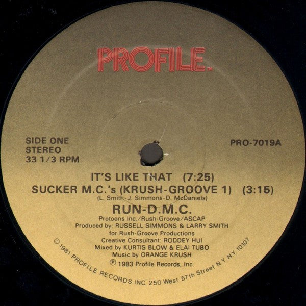 RUN DMC It's Like that/ Sucker MC's b/w Instrumental It's Like That / Sucker MC's 12