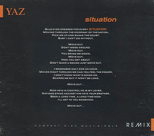 Yaz – Situation (Remix) CD Single (PLATURN)