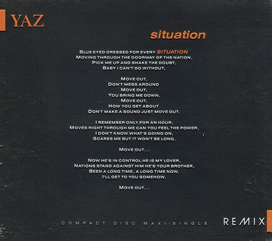 Yaz – Situation (Remix) CD Single (PLATURN)